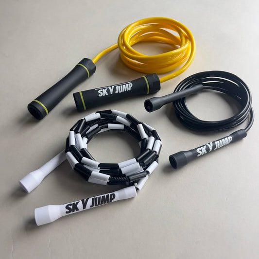 Pack corde à sauter — Trio complet (PVC, perlée, lestée) Skyjump